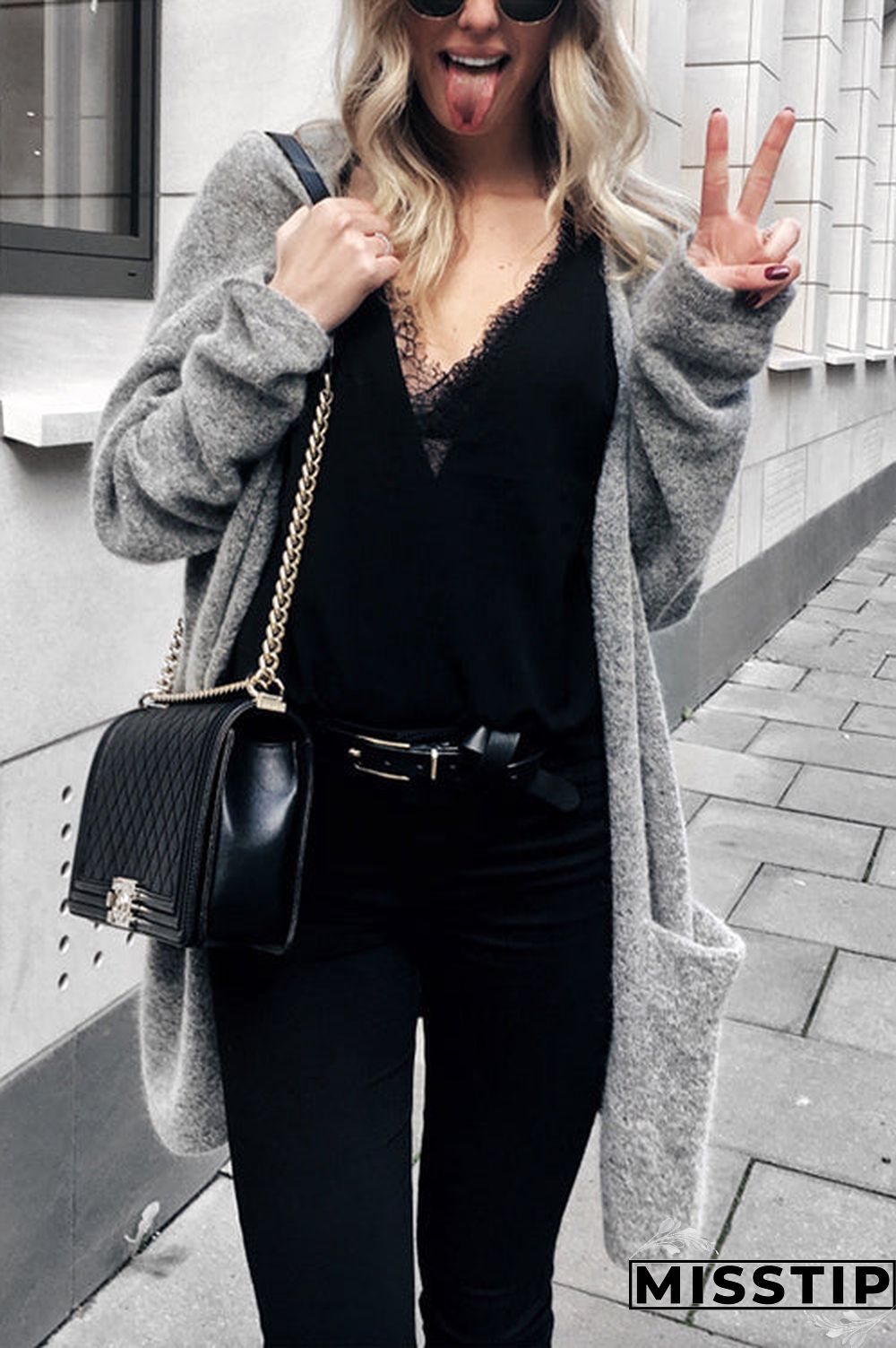 Pocket Knitting Long Coat