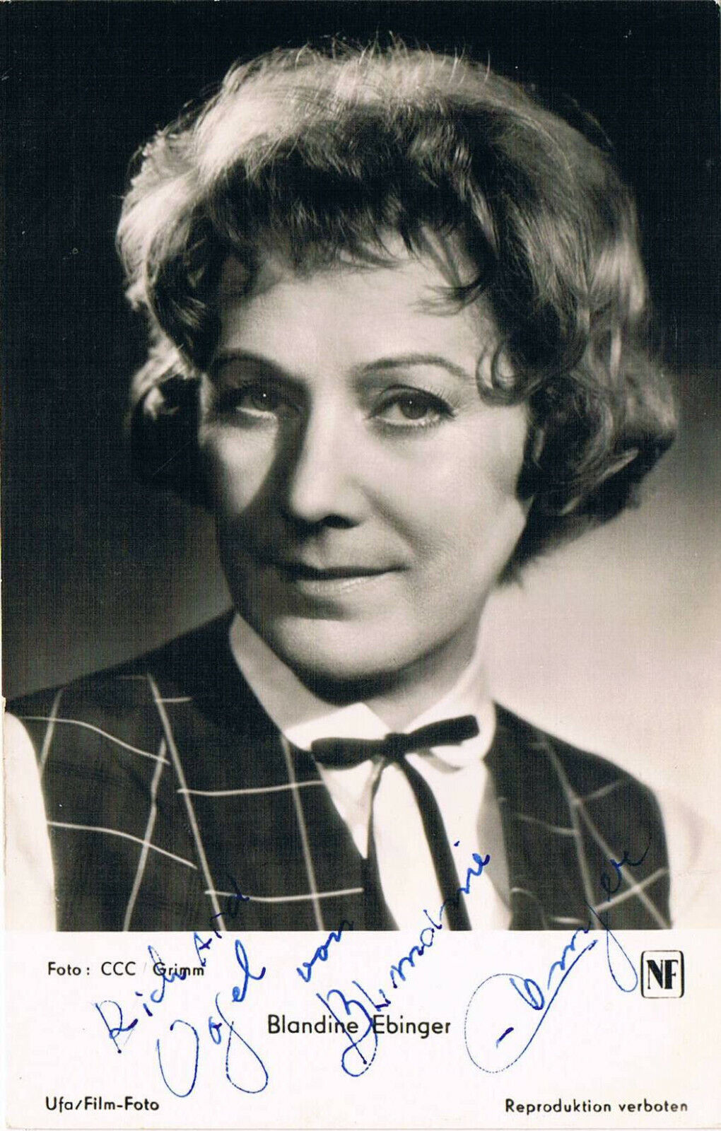 Blandine Ebinger 1899-1993 autograph signed postcard Photo Poster painting 3.5x5.5