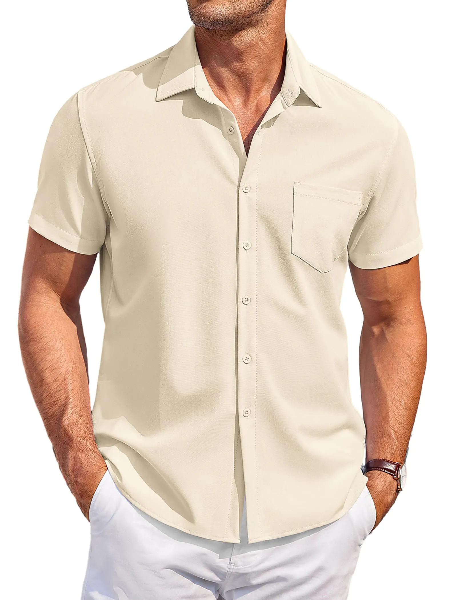 Men's Basic Pocket Casual Short Sleeve Shirt