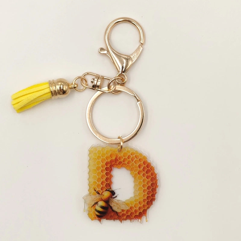 Classic Style Commute Letter Bee Arylic Unisex Bag Pendant Keychain