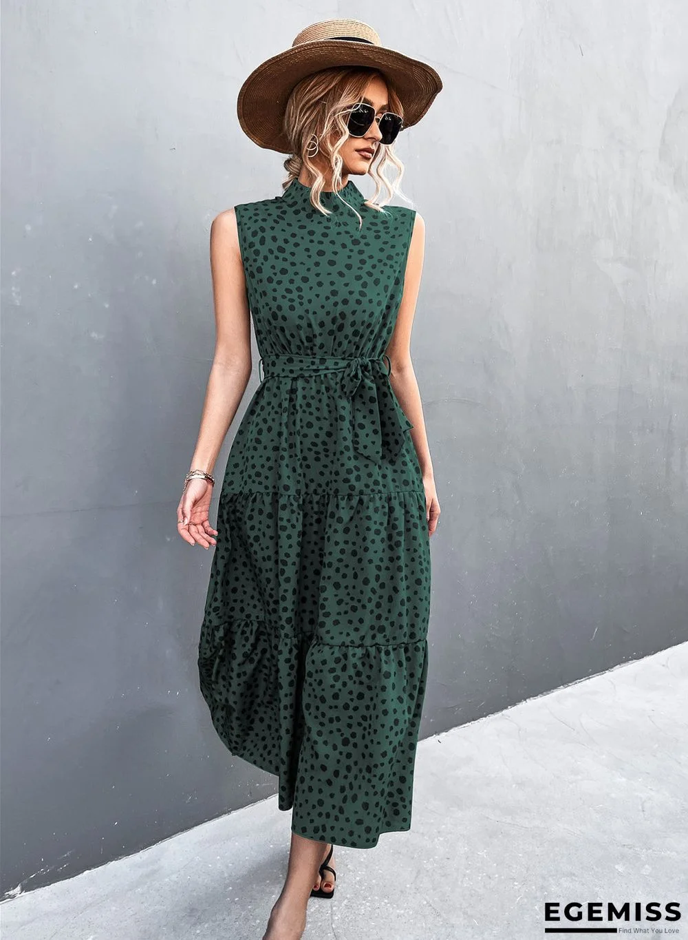 Belts Tied Sleeveless Ladies' Dresses In Long Skirts | EGEMISS