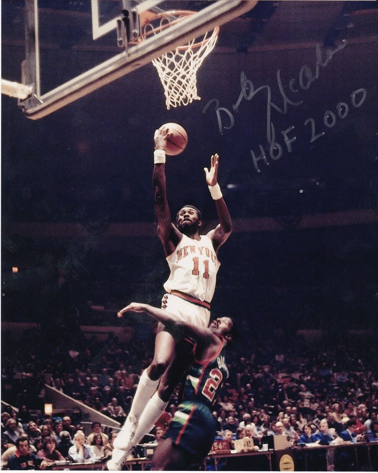 BOB MCADOO NEW YORK KNICKS HOF 2000 ACTION SIGNED 8x10