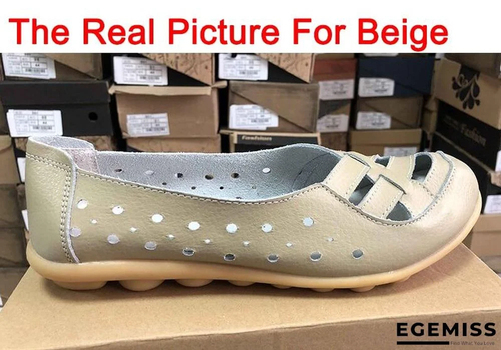 Comfort Genuine Leather Flat Shoes Woman Loafers Ballet Shoes | EGEMISS