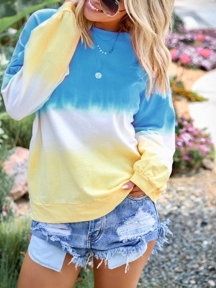 Round Neck  Long Sleeves Printed Sweatshirt