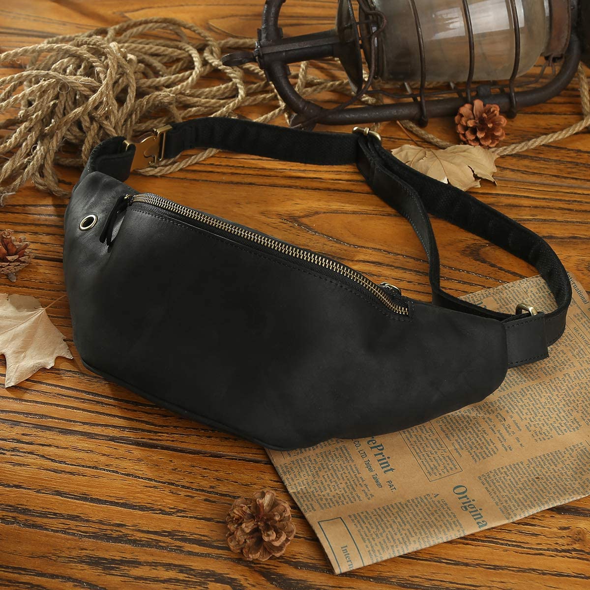 Genuine Leather Waist Bag For Men Fanny Pack Bum Bag Fashion Leather Strap Shoulder Bag Satchel Crossbody Bag Sling Bag For Men
