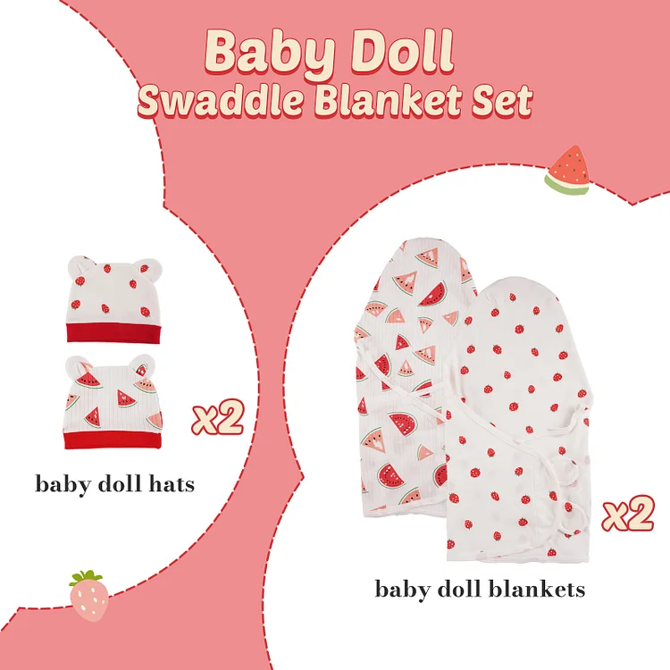 17" - 22" Red Wrap 4 Pcs Reborn Baby Doll Clothes Accessories Set