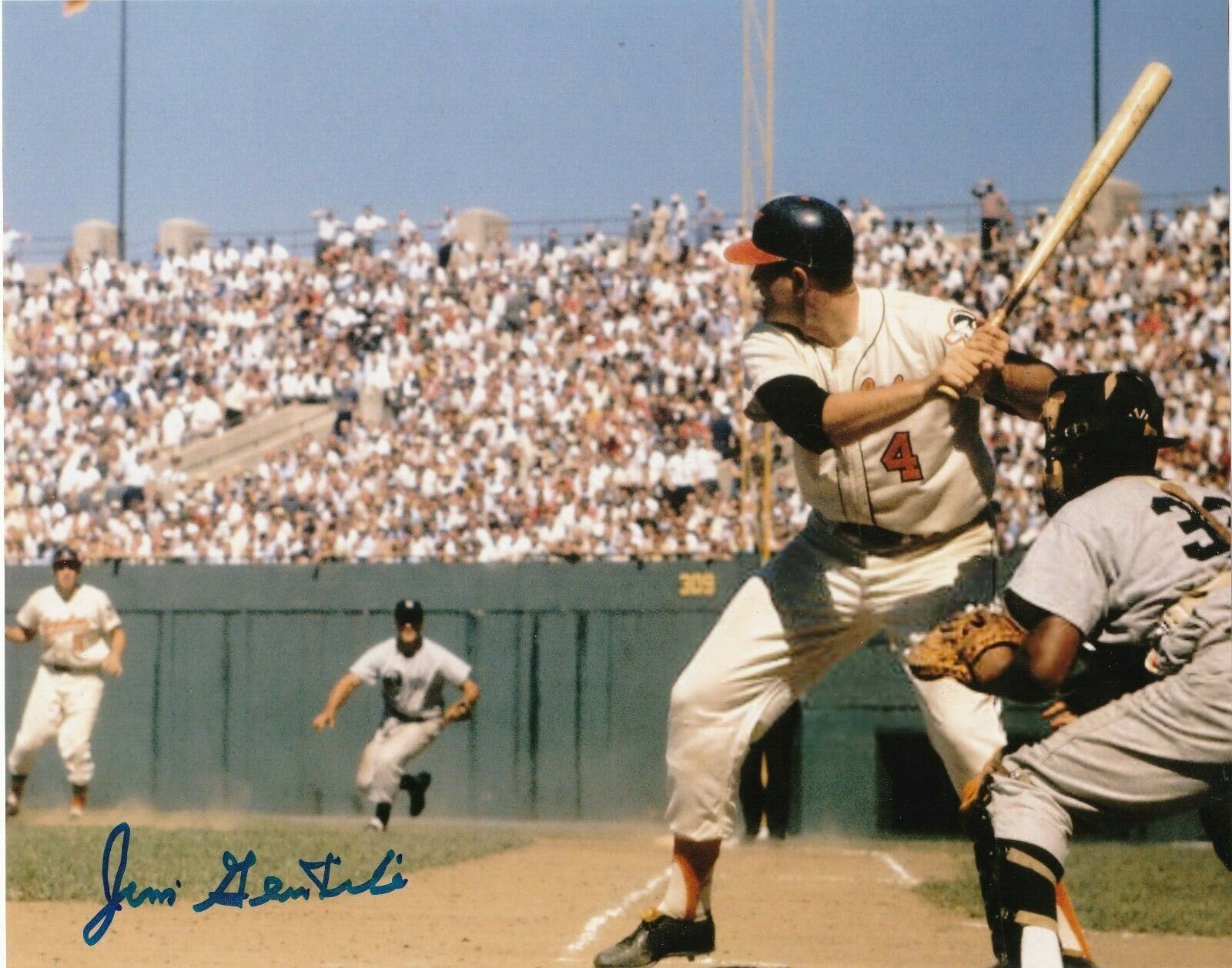 JIM GENTILE BALTIMORE ORIOLES ACTION SIGNED 8x10