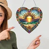 (Upgrade Size)DIY Double Sided Effect Diamond Painting Hanging Pendant Kit (Heart Sunrise)