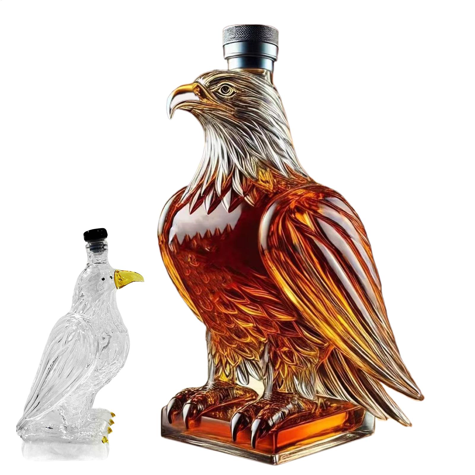 Tegooe Novelty Crystal Eagle Whiskey Decanter - 350ml Glass Spirit Bottle