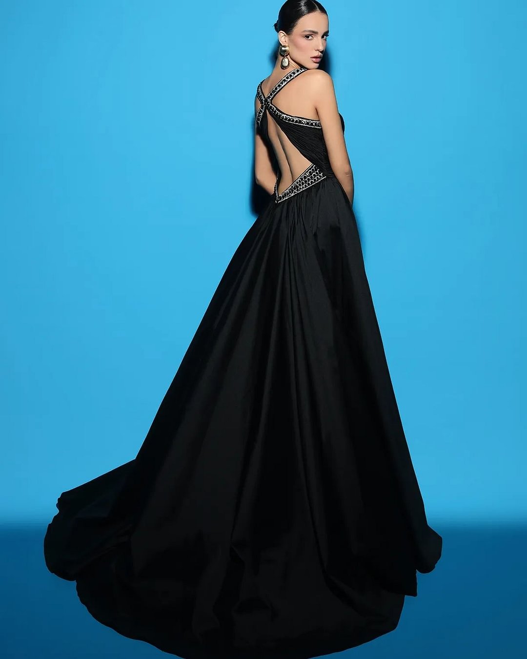 Daisda Chic Stain Split Prom Dress with Ruffles