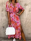 Floral Printed Split-Side Midi Dress