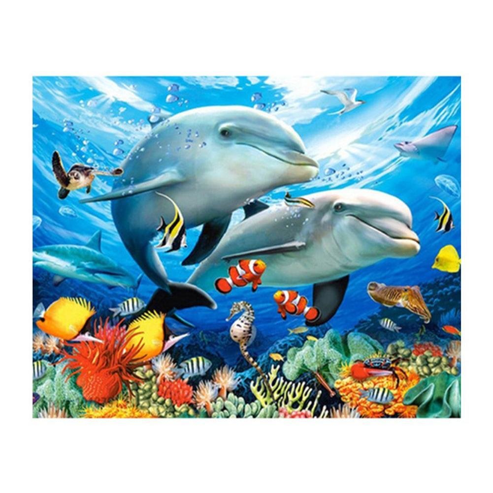 Full Round Diamond Painting Dolphins (30*25cm)