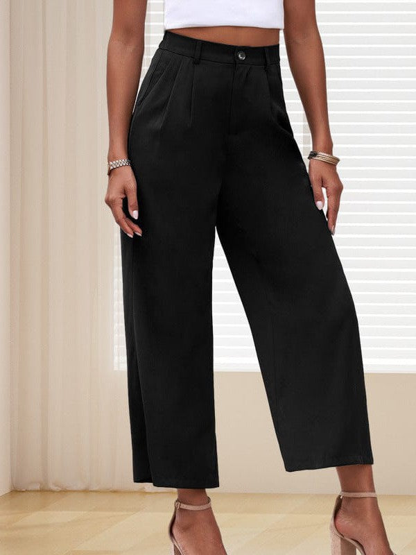Chic High Waist Wide Leg Trousers In Various Colors - Comfortable, Slim Fit Pants For Women
