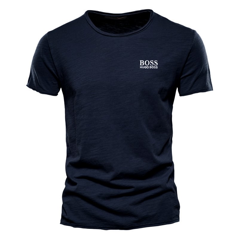 Men's round neck solid color casual short-sleeved t-shirt