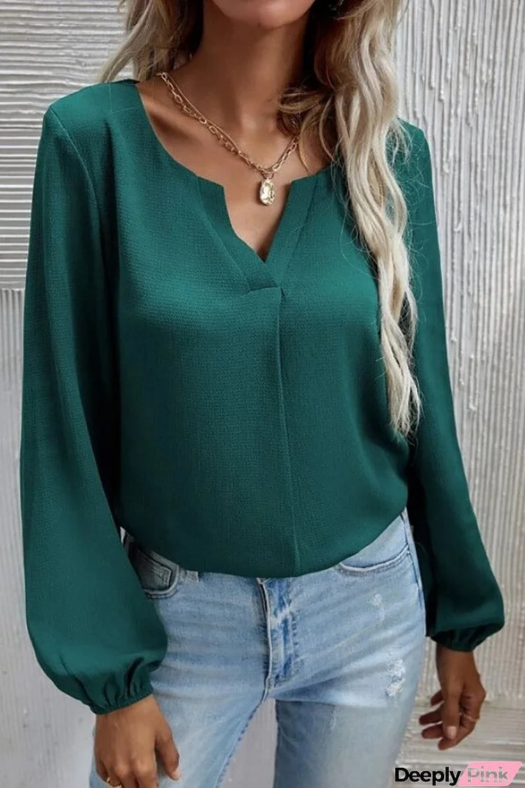 V Neck Long Sleeve Blouse