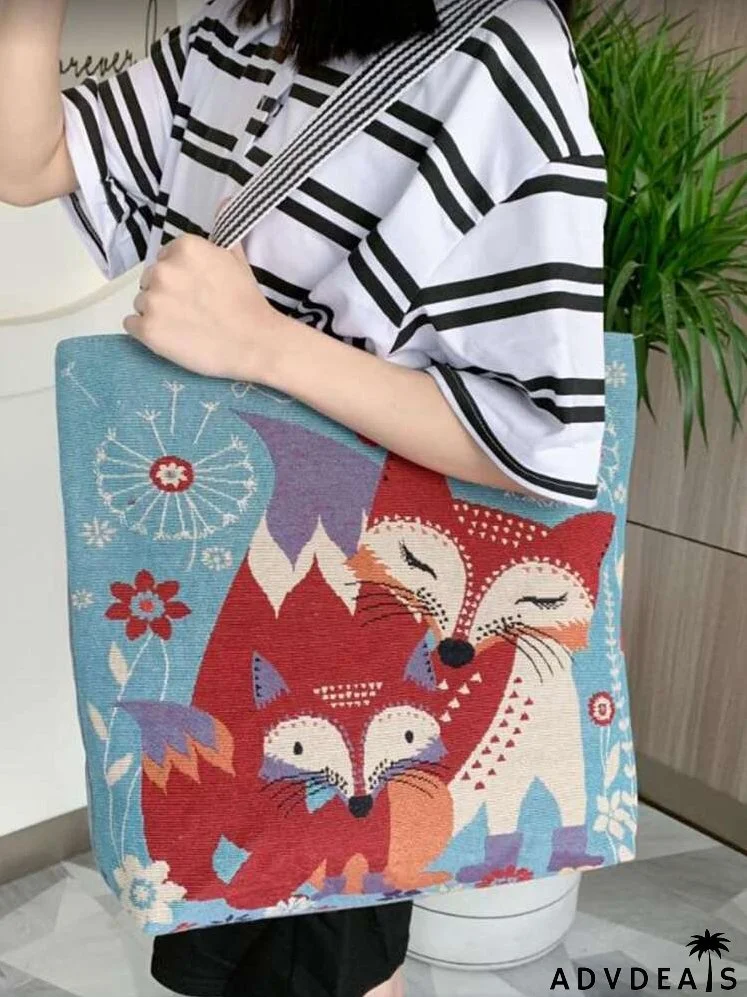 Cartoon Graphic Shoulder Tote Bag