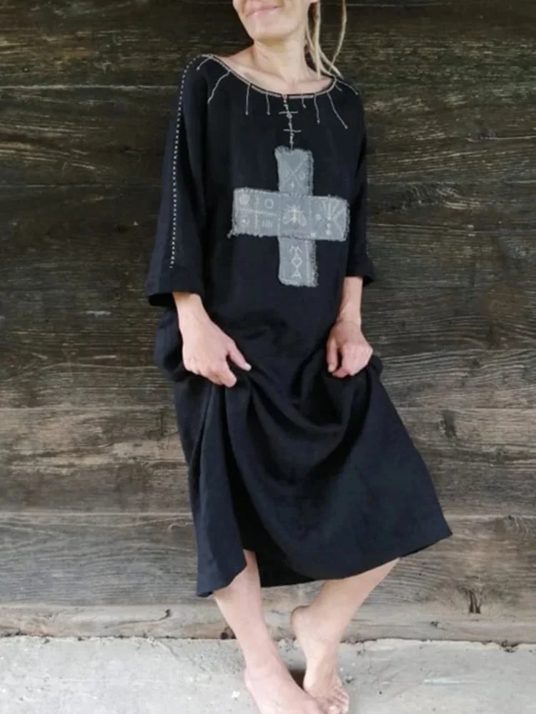 Women's Cotton Linen Casual Loose Dress