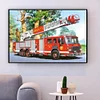 Camion De Pompiers - Rond Diamant Peinture 30*40CM