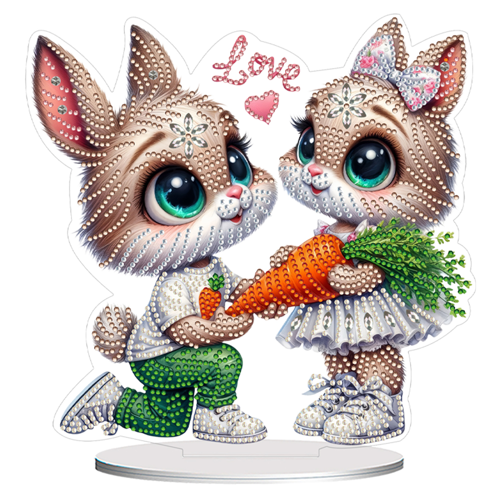 Acrylic Special Shape Carrot Rabbit Diamond Painting Desktop Decors for Home