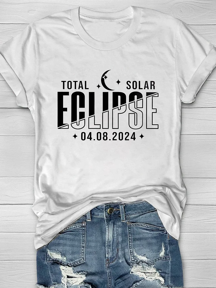 Total Solar Eclipse 2024 Casual Print T-shirt