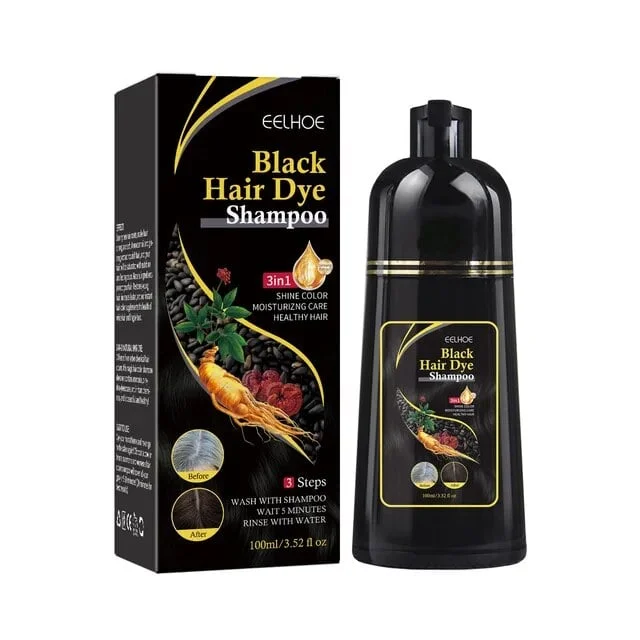 3-in-1 Black Hair Dye Shampoo +100% Grey Coverage - Herbal Ingredients