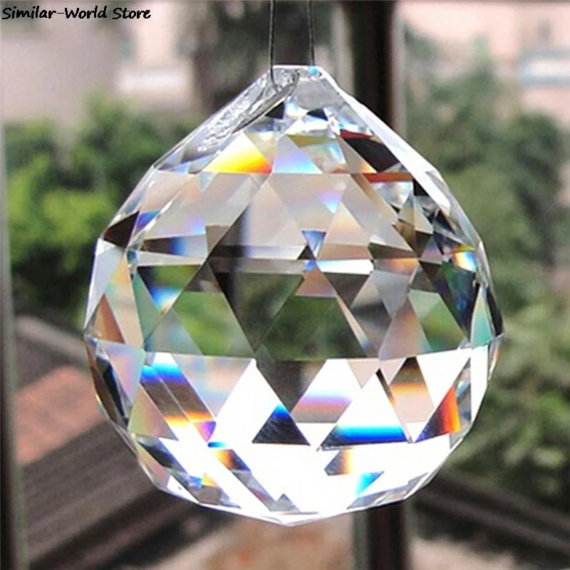 Hot sale Clear 20mm Crystal Hanging Balls Cut Faceted Glass Prism Chandelier Pendants Beads Curtain Hanging Home Decor DIY
