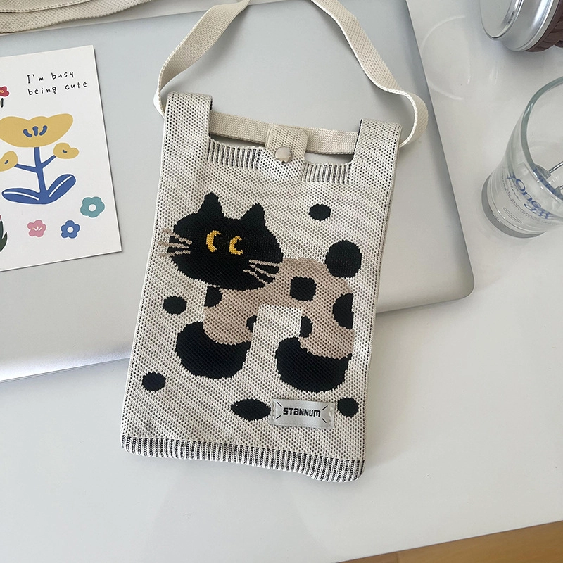Women’s Polyester Printing Animal Color Block Cute Square Buckle Shoulder Bag Phone Wallets
