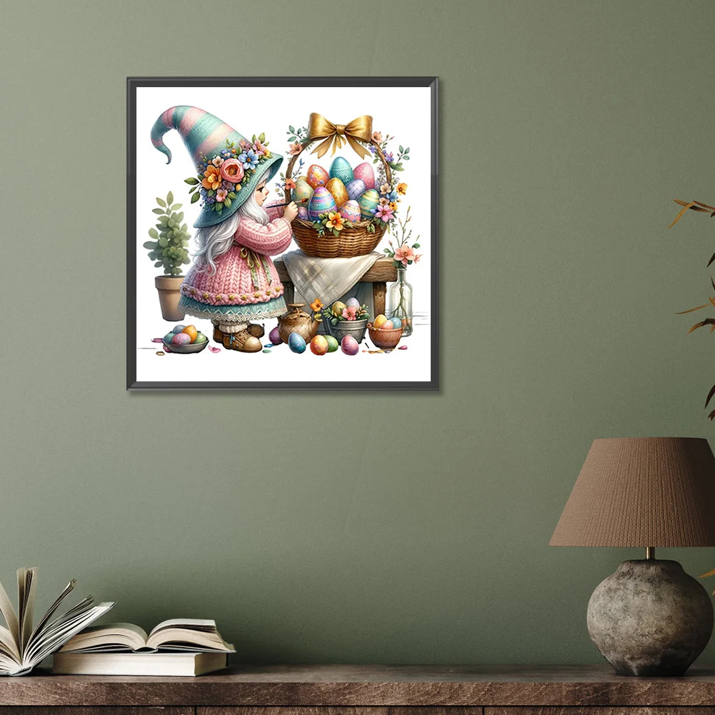 Partial AB Diamond Painting - Full Round Drill - Egg Painting Gnome(Canvas|35*35cm)