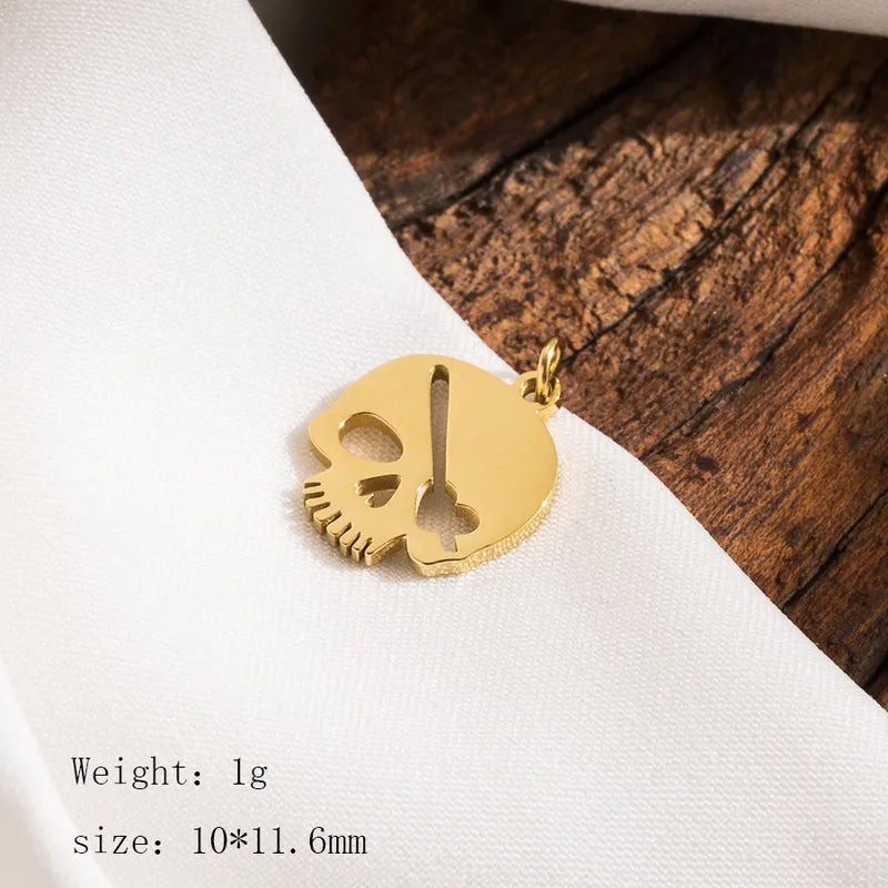 1 Piece 23*24mm Hole 3~3.9mm 304 Stainless Steel 14K Gold Plated Pumpkin Skull Ghost Polished Pendant Jewelry Accessories