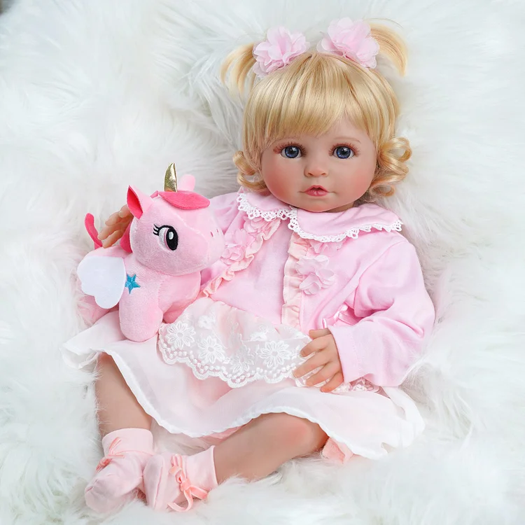 Babeside 20'' Realistic Reborn Baby Doll Blue Eyes Charming Girl Pink Suit Alva