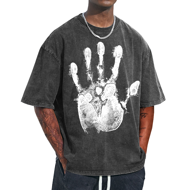 Men's Fun Swirl Hand Art Print Graphic Print Casual Crew Neck Oversized T-Shirt