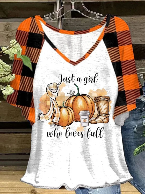 Women's Just A Girl Who Loves Fall print Casual T-shirt