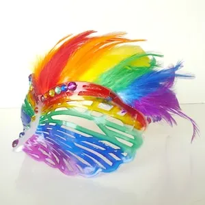 pornhint Pornhint Masquerade Mask Glasses, Unisex Rainbow Feather and Rhinestone Shades Eyewear For Halloween Party Rave LGBTQIA Pride Parade Festival Costume