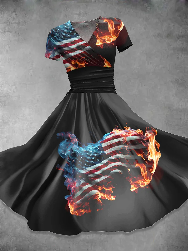 Independence Day  Art  Print Casual Dress