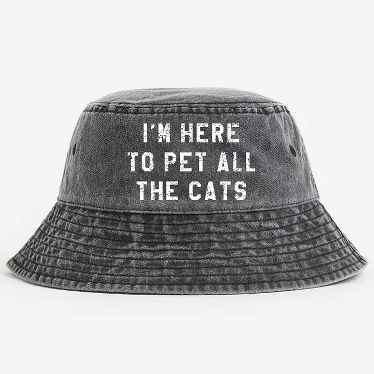 I'm Here To Pet All The Cats Bucket Hat