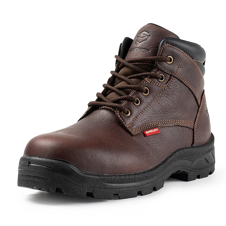 SUREWAY Men’s Waterproof Soft/Steel Toe Black Work Boots/Shoes - Lightweight, Oil/Slip Resistant Safety Industrial Construction Boots Surewaystore