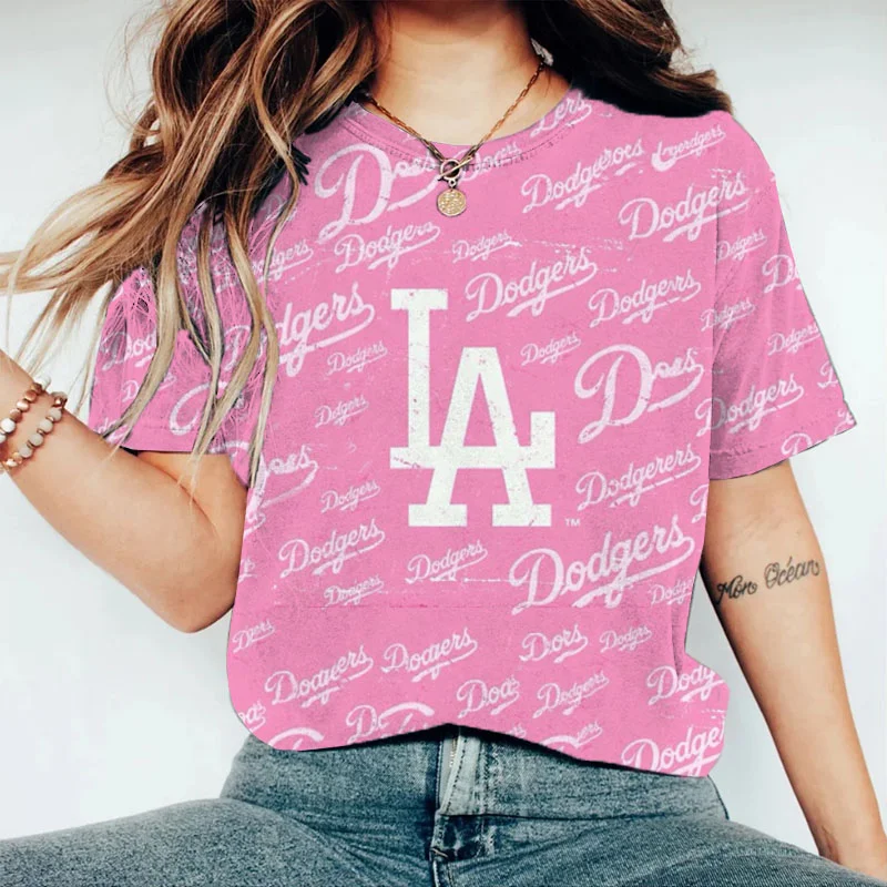Sweet Girl  Loose Baseball Los Angeles Dodgers Print  T-Shirt