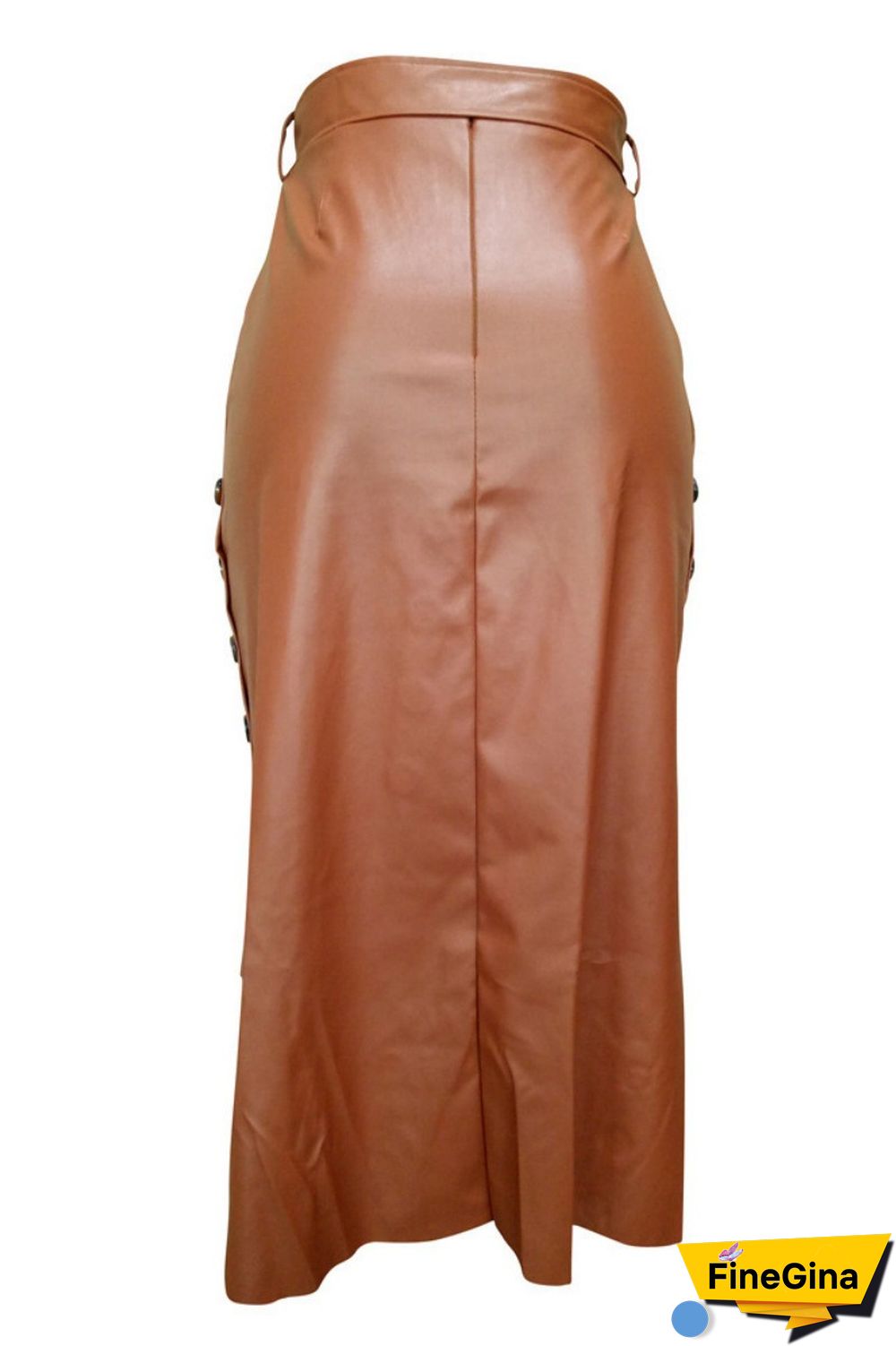 Camel Casual Solid Slit Skinny High Waist Type H Solid Color Skirts