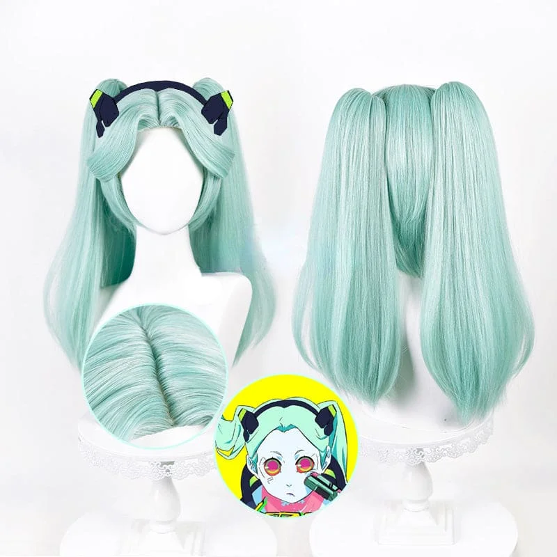 CYBERPUNK Edgerunners Pastel Green Rebecca Base Wig with Twintails ON154