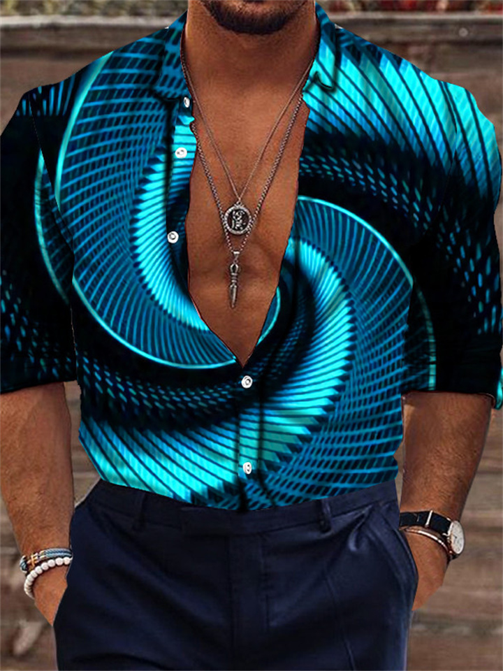 Men's Shirt Halo Multi-color 3D Digital Printing Color Clash Casual Fashion Breathable Men's Shirt-JRSEE