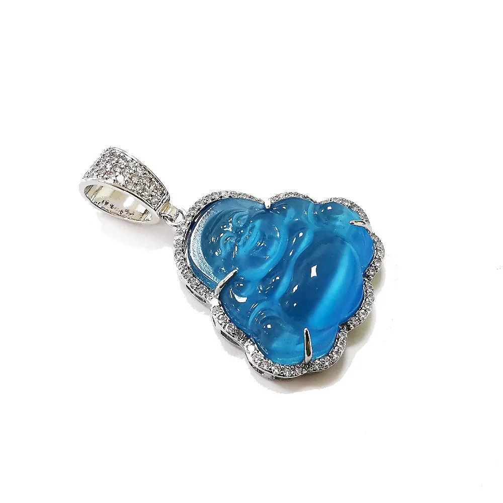 Blue Buddha Pendant AAA Cubic Zircon Necklace-VESSFUL