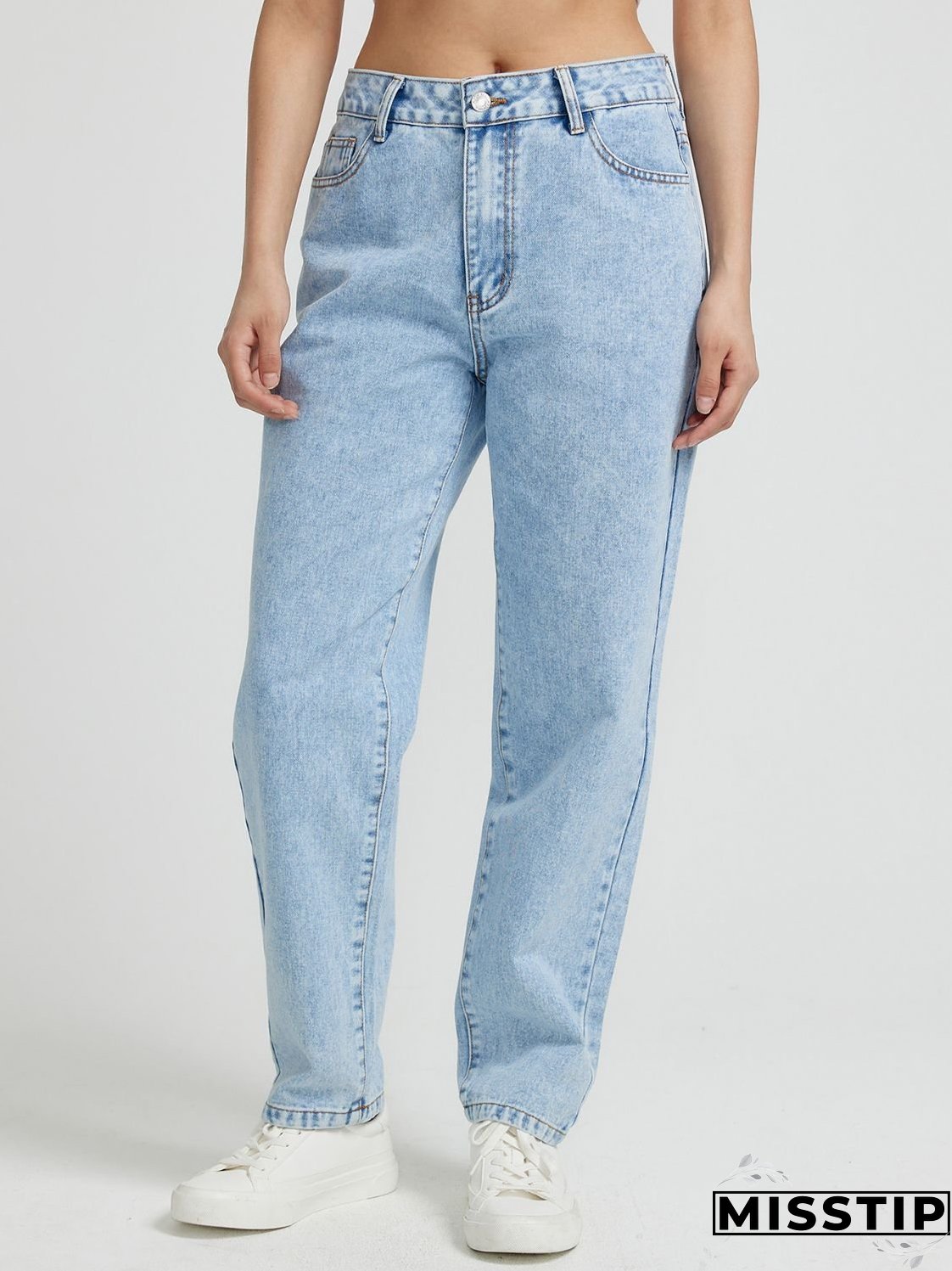 Pocketed Straight Leg Jeans