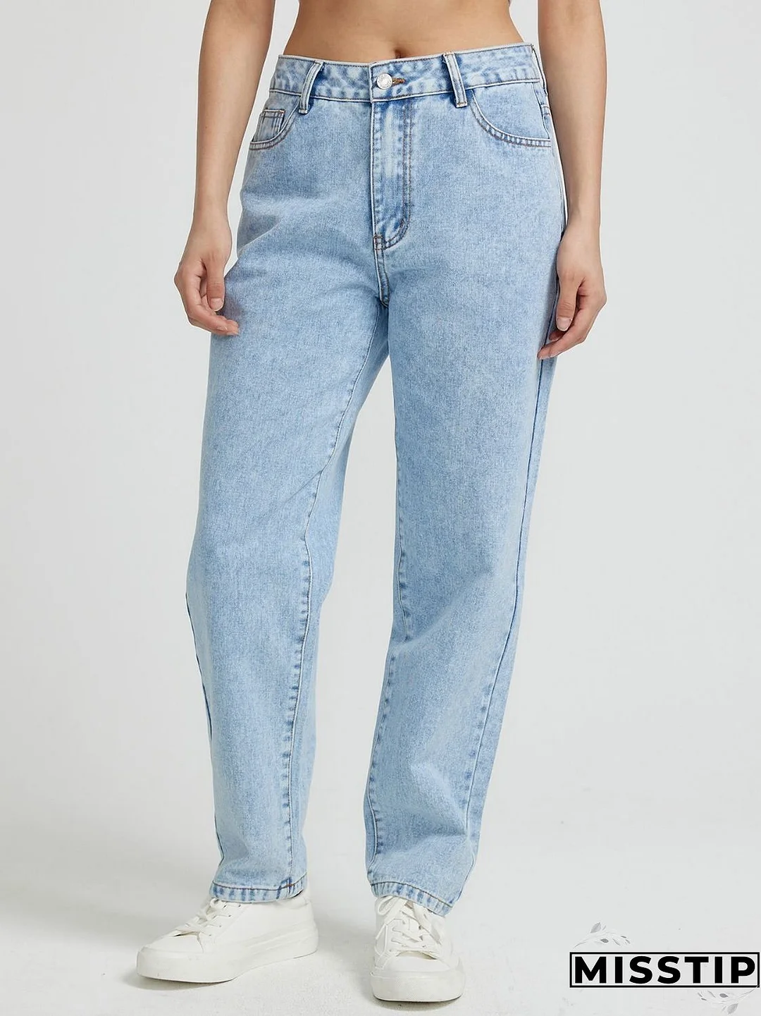 Pocketed Straight Leg Jeans