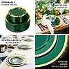 10 Pack | Regal 10" Hunter Emerald Green and Gold Plastic Dinner Plates - Round