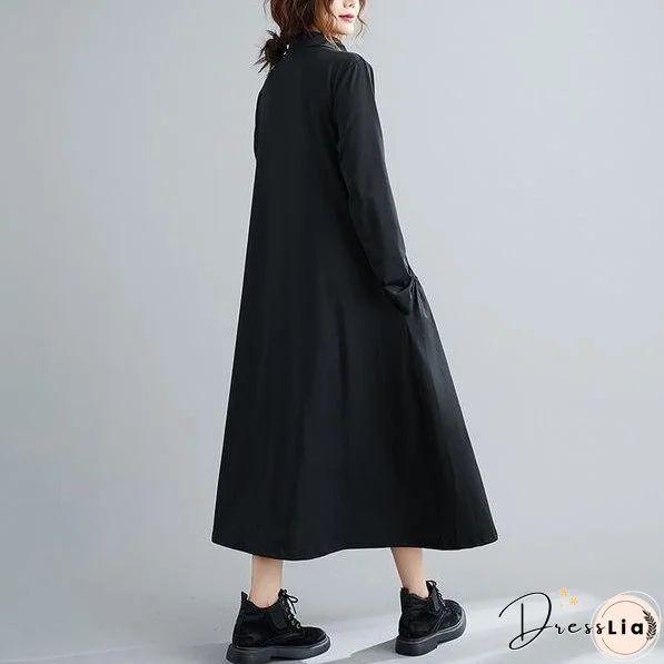 long sleeve plus size knitted vintage for women casual loose spring autumn dress