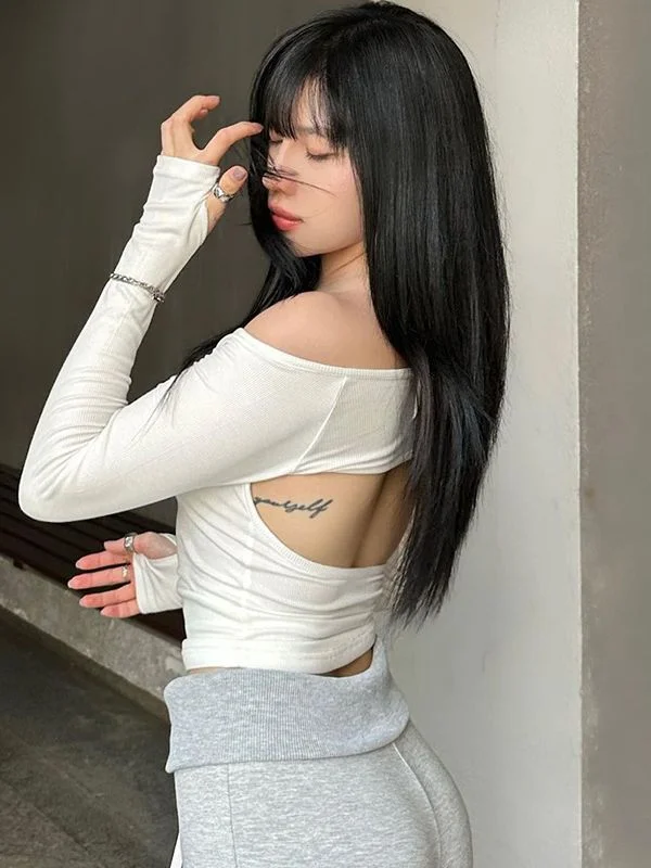 Churchf Ins Wind Women's Clothing Early Autumn New Sexy Word Collar Hottie Pure Lust Style Heart-Dight Body-Dight Wear On The Back Of The Coat