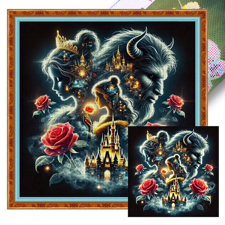 Mona Lisa Brand- Beauty and the Beast- 11CT - 3 Strands Threads Printed cross stitch - 45*45cm(Canvas)