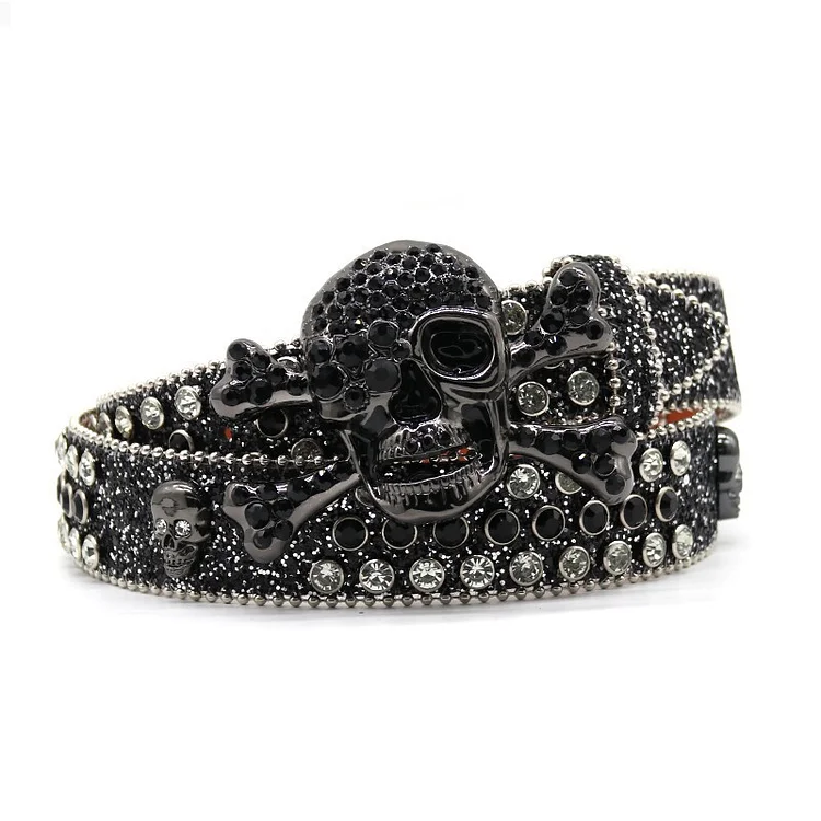 Skull Rhinestone Belt Hip Hop Punk Y2k Belt at Hiphopee