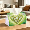 (24cm)Diamond Art Tissue Box Cover DIY PU Desktop(Heart-shaped white daisies)