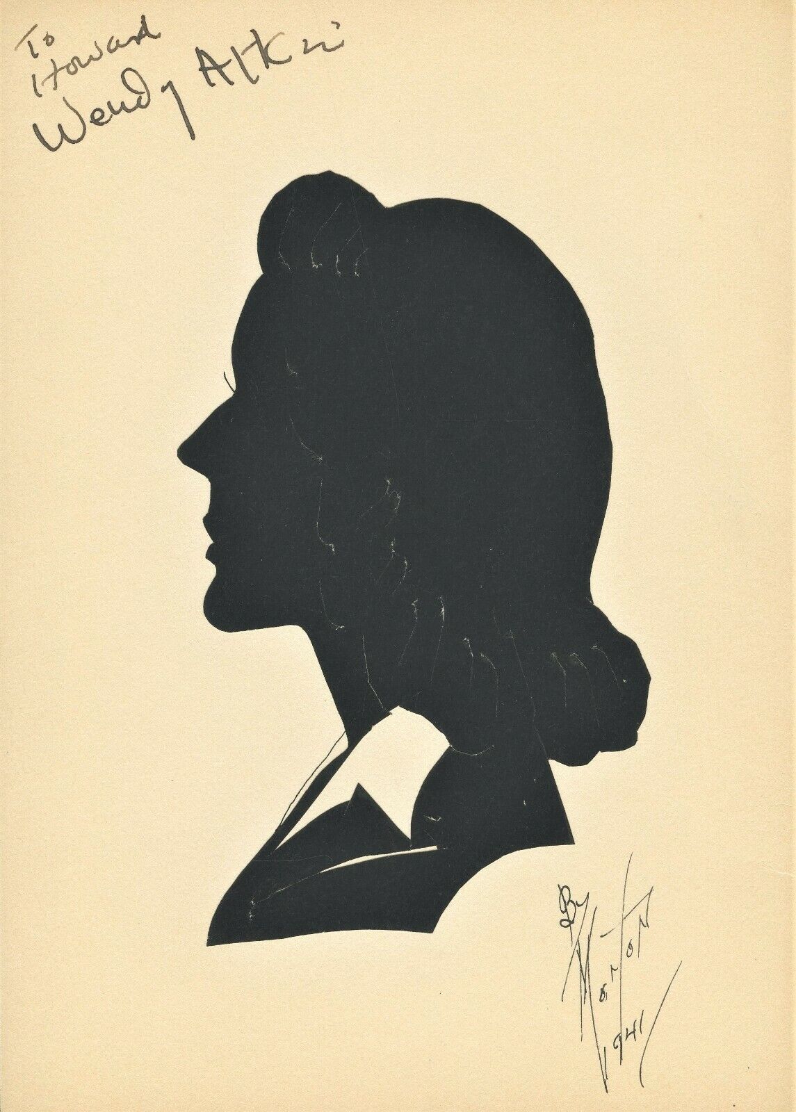 WENDY ATKINS (??) Autographed Silhouette - 1941